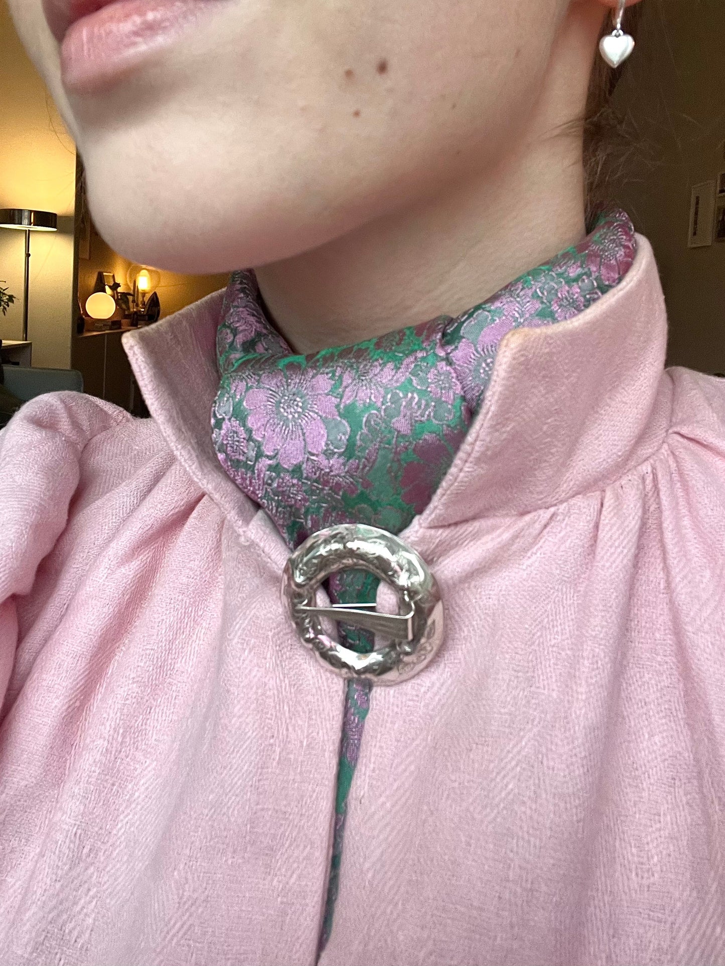 Rosa/grønn silke